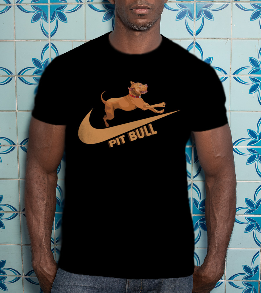 Pit Bull Nike Swoosh Dog Jumping T-Shirt