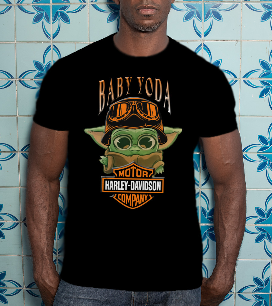 Baby Yoda Harley Davidson Motor Company Cute Dh 33 01 Motorcycle T-Shirt