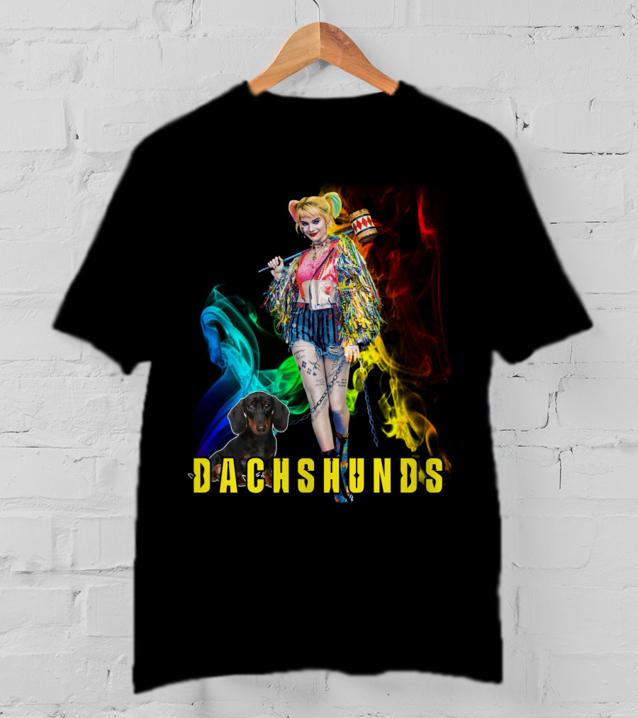 Dachshunds Harley Quinn Colorful Smoke Design Dh T-Shirt