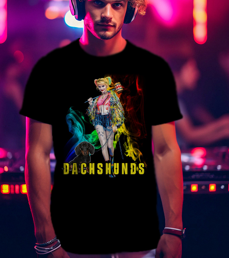 Dachshunds Harley Quinn Colorful Smoke Design Dh T-Shirt