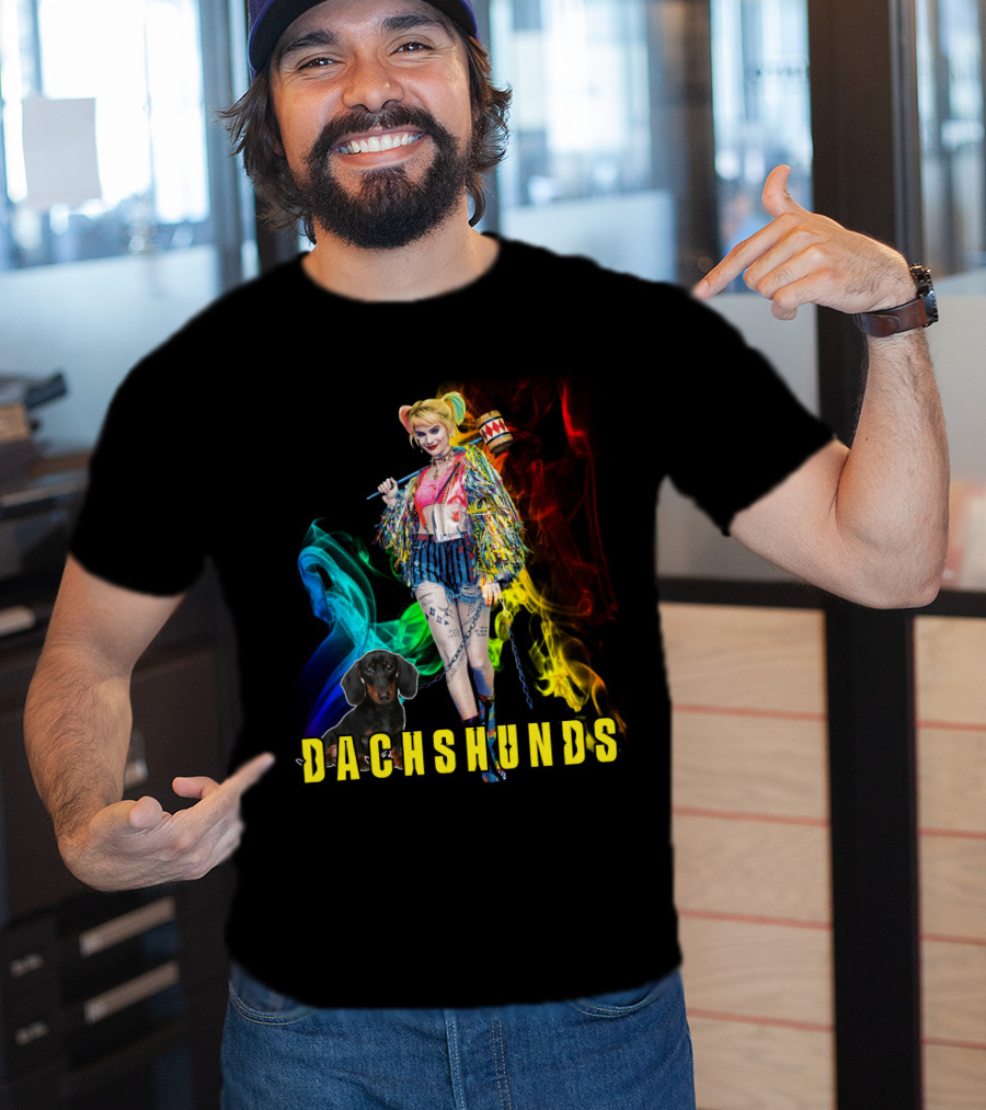Dachshunds Harley Quinn Colorful Smoke Design Dh T-Shirt