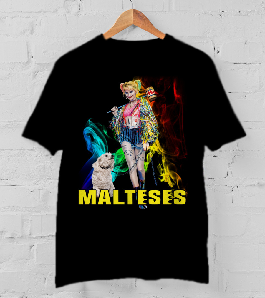 Harley Quinn Colorful Rainbow Malteses T-Shirt
