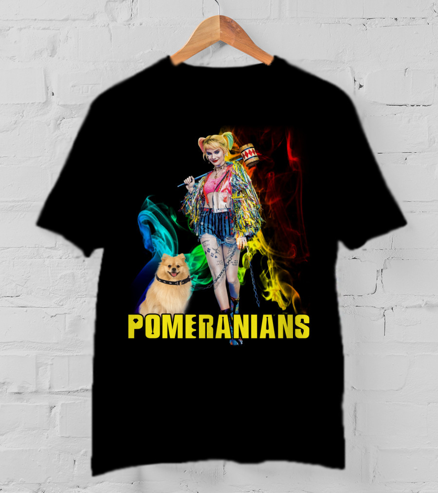 Harley Quinn Pomeranians Colorful Smoke T-Shirt