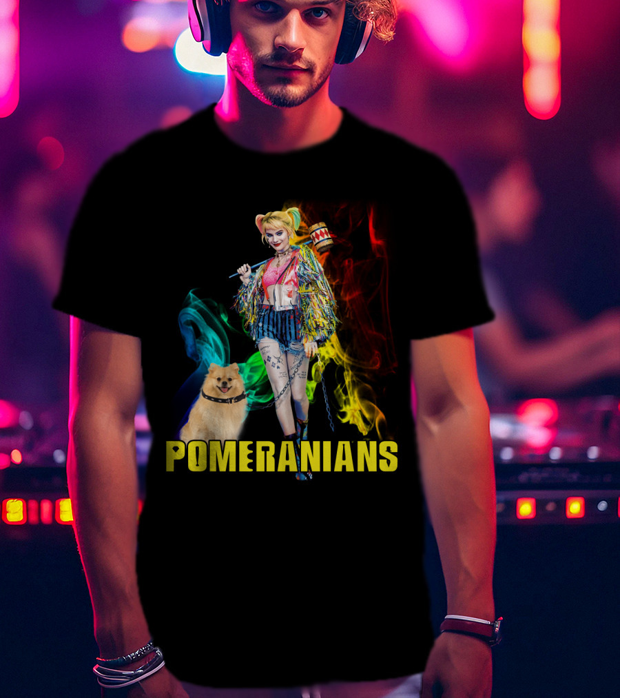 Harley Quinn Pomeranians Colorful Smoke T-Shirt