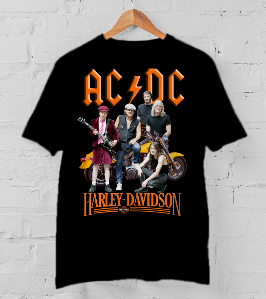 Acdc Harley Davidson Motorcycle Band Members T-Shirt