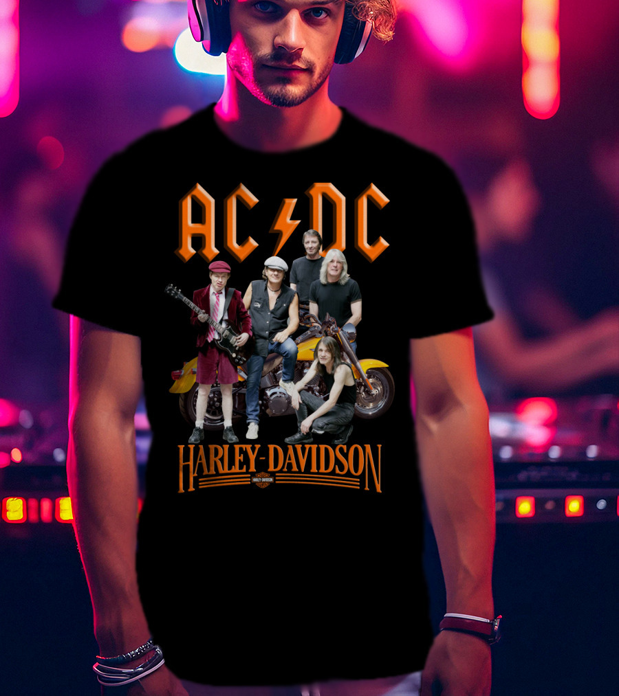 Acdc Harley Davidson Motorcycle Band Members T-Shirt