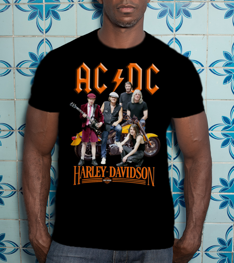 Acdc Harley Davidson Motorcycle Band Members T-Shirt
