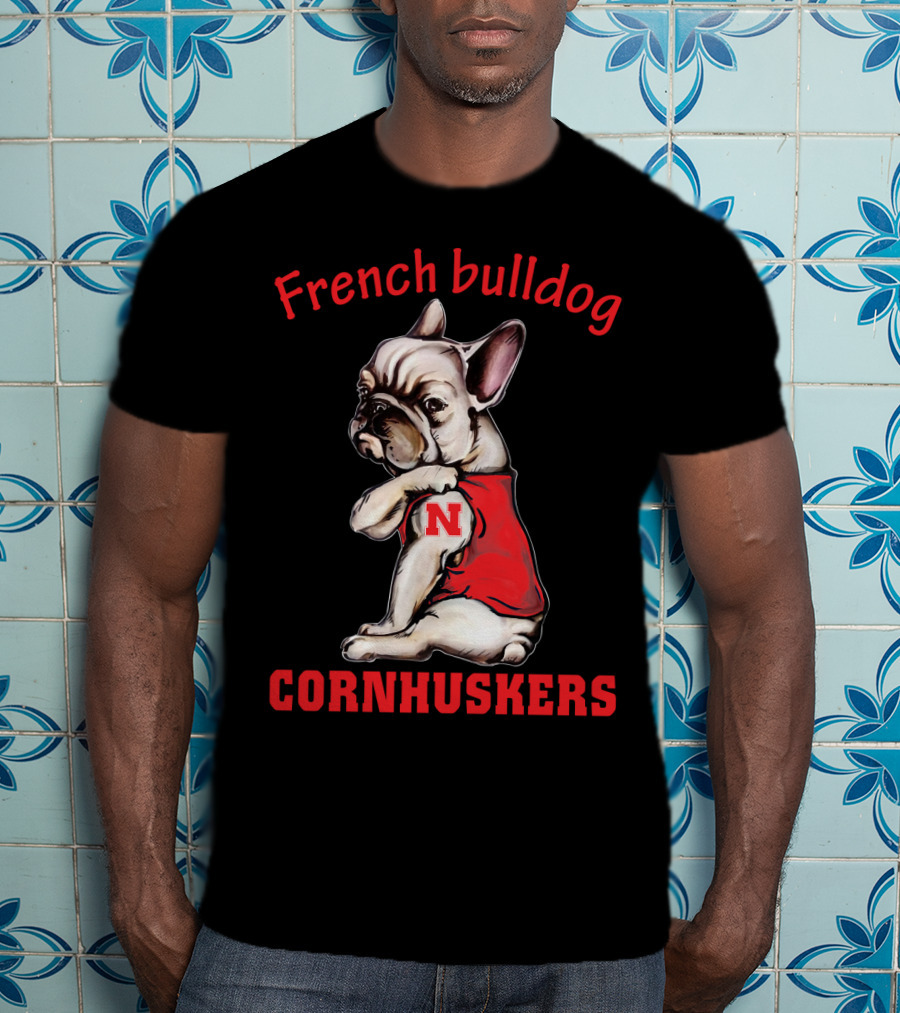 French Bulldog Cornhuskers N Nebraska T-Shirt