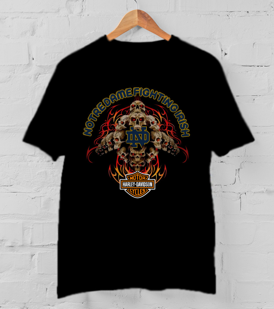 Notre Dame Fighting Irish Harley Davidson Skulls Nd T-Shirt