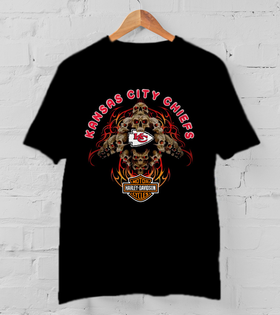 Kansas City Chiefs Harley Davidson Skulls T-Shirt