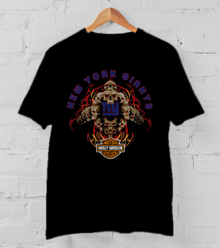 New York Giants Harley Davidson Skulls T-Shirt