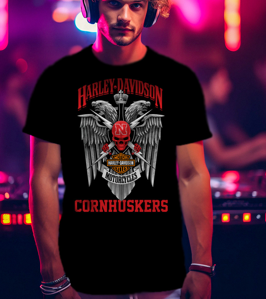 Harley Davidson Motorcycles Nebraska Cornhuskers Motor Cycles T-Shirt