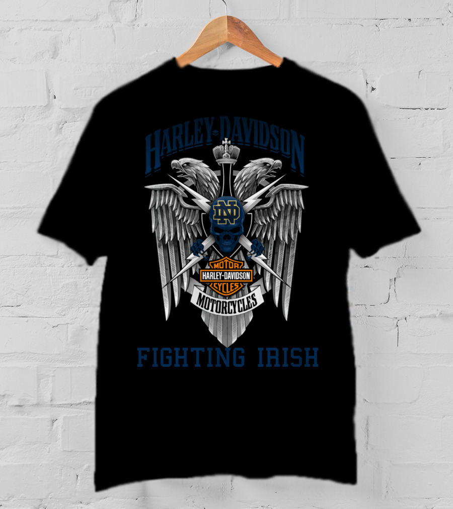 Harley Davidson Notre Dame Fighting Irish Motorcycles Shield T-Shirt