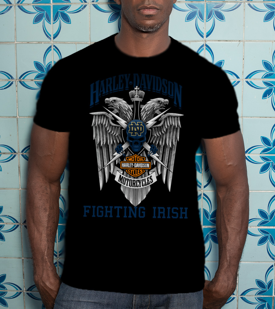 Harley Davidson Notre Dame Fighting Irish Motorcycles Shield T-Shirt