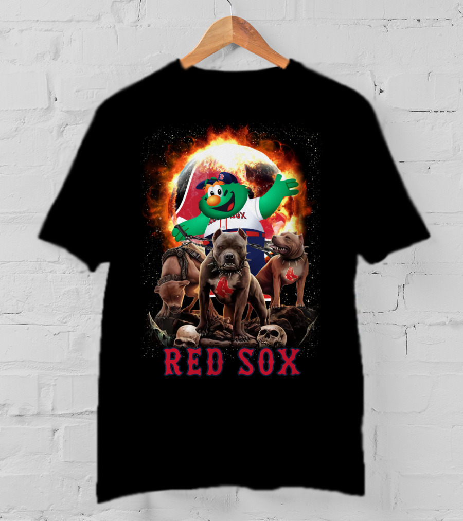 Boston Red Sox Wally Mascot With Fierce Bulldogs And Fiery T-Shirt