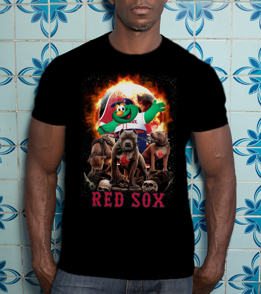 Boston Red Sox Wally Mascot With Fierce Bulldogs And Fiery T-Shirt