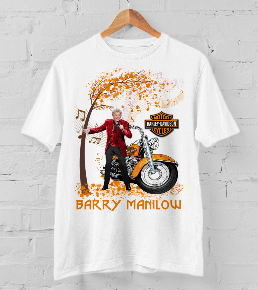 Barry Manilow Harley Davidson Motorcycle Musical Notes T-Shirt