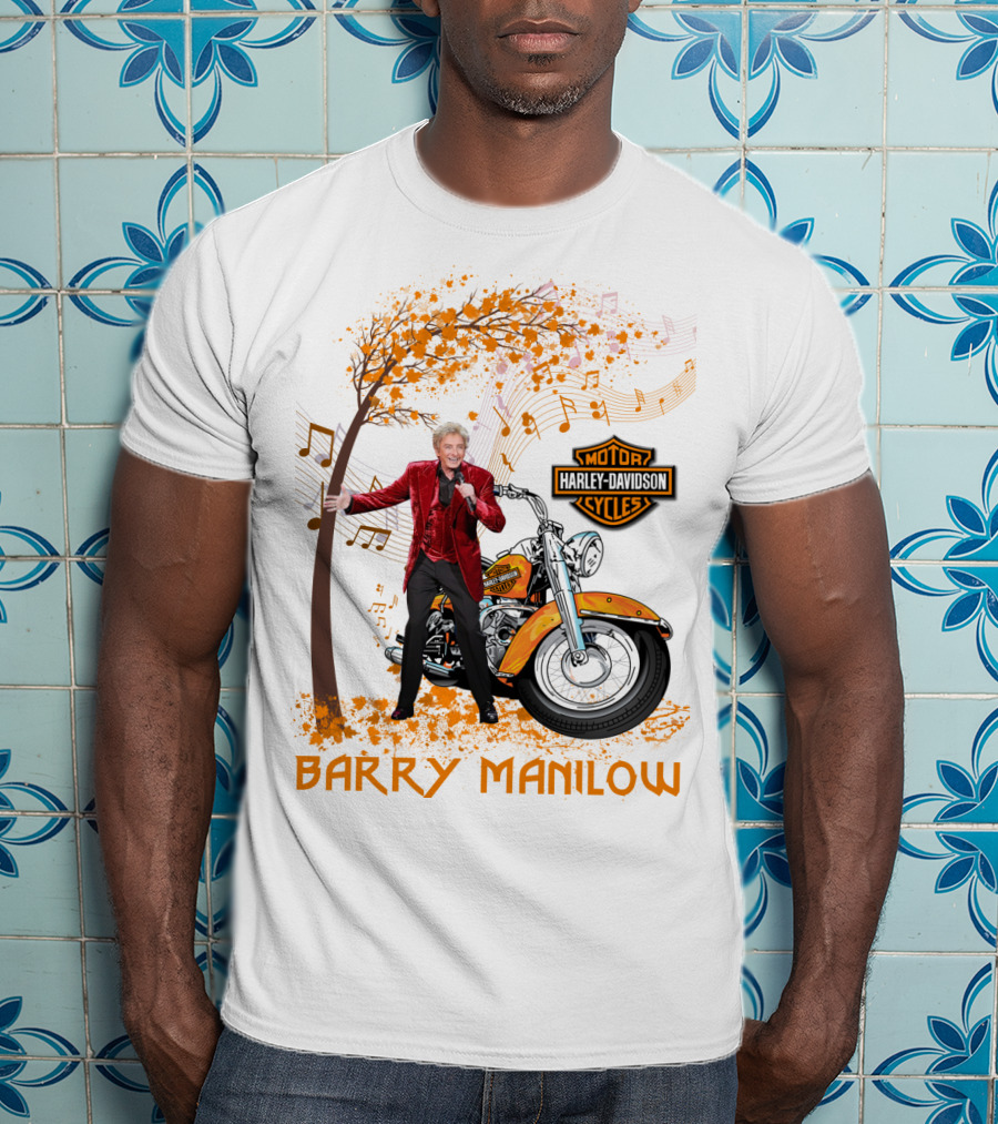 Barry Manilow Harley Davidson Motorcycle Musical Notes T-Shirt