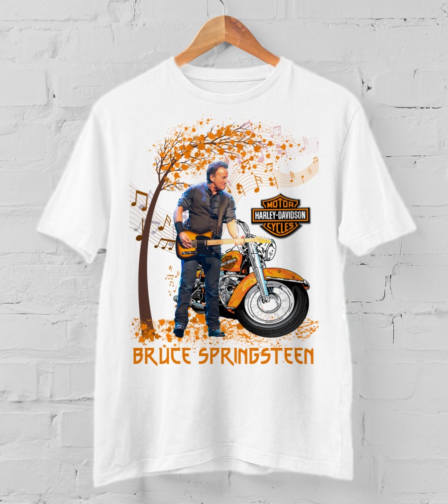 Bruce Springsteen Harley Davidson Motorcycles Music Theme T-Shirt