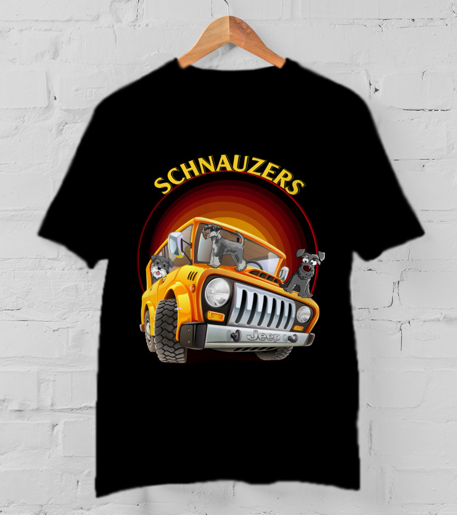 Schnauzers Jeep Adventure In Orange Cruiser T-Shirt