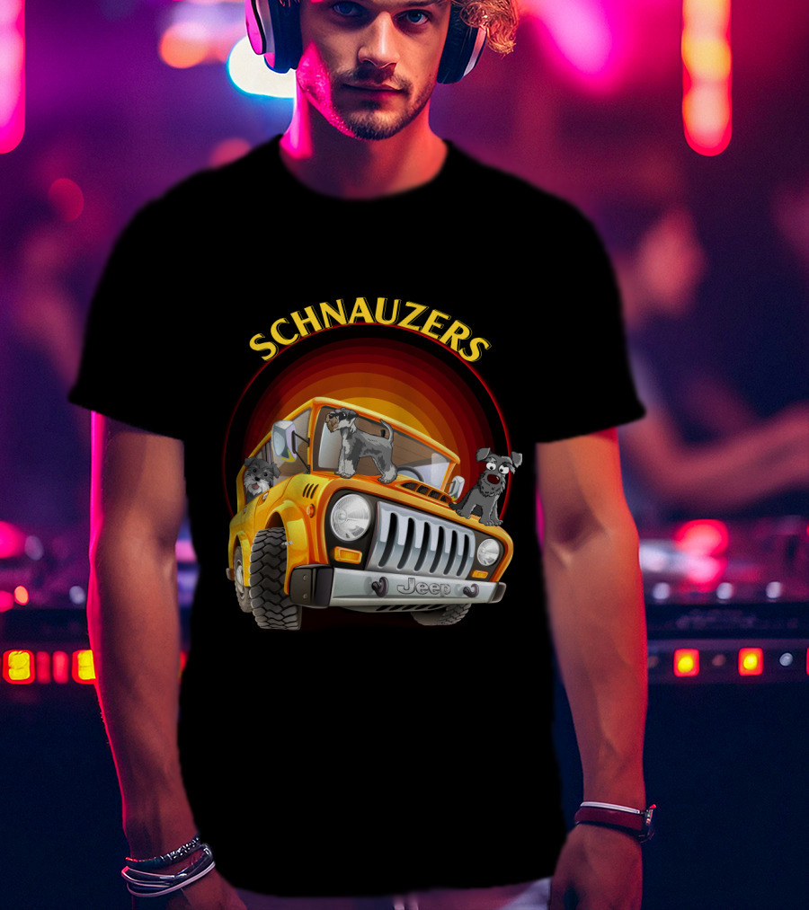 Schnauzers Jeep Adventure In Orange Cruiser T-Shirt