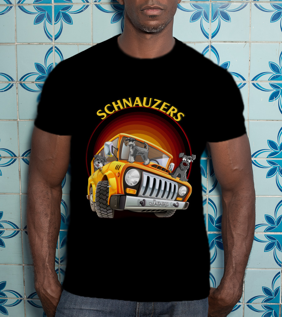 Schnauzers Jeep Adventure In Orange Cruiser T-Shirt