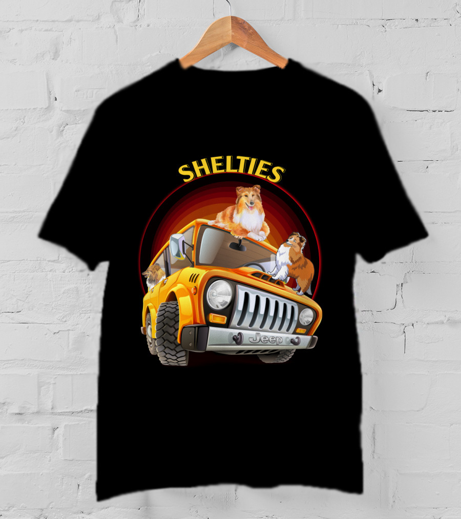 Shelties On Jeep Adventure Dh T-Shirt
