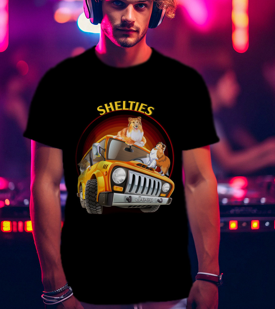 Shelties On Jeep Adventure Dh T-Shirt
