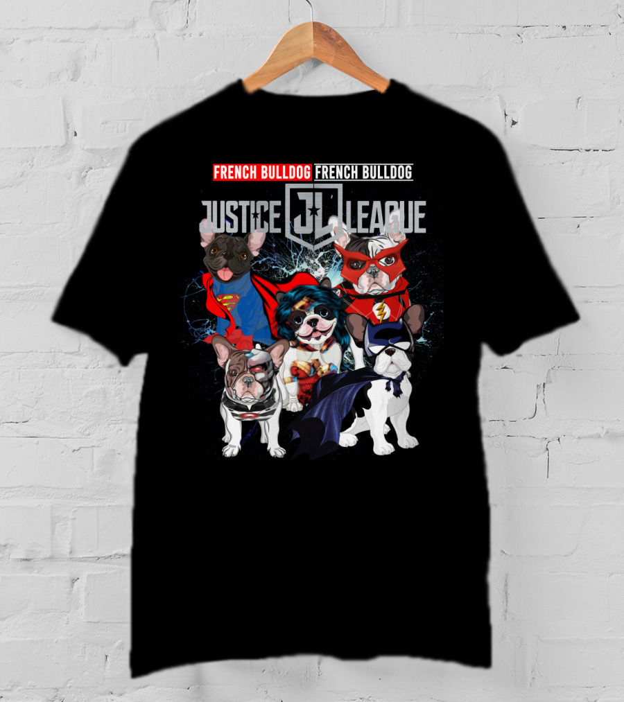 Justice League French Bulldog Superhero Characters DH 55 T-Shirt