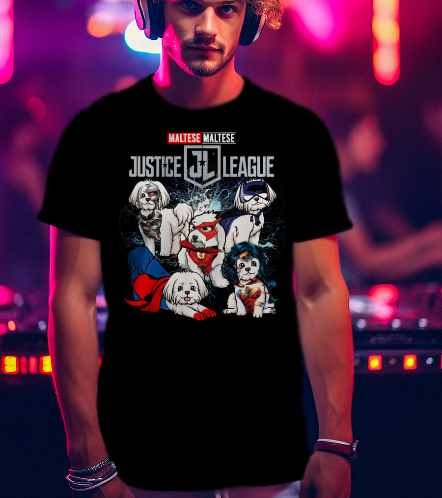 Justice League Maltese Jl Superhero Dogs T-Shirt