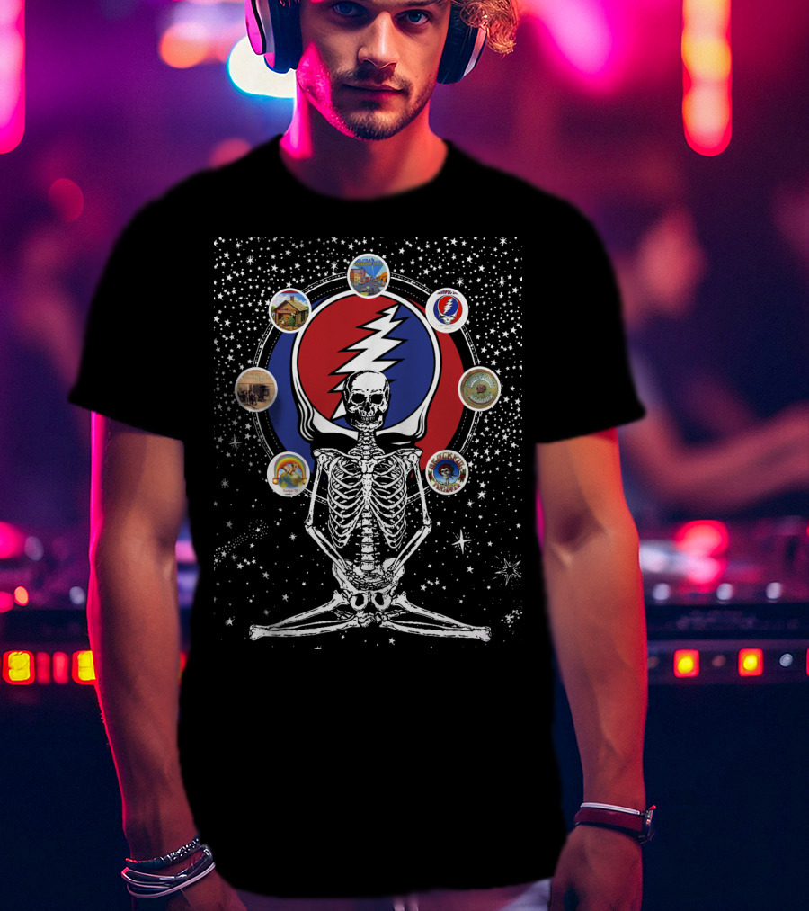 DH 59 Grateful Dead Steal Your Face Skeleton And Cosmic Album T-Shirt