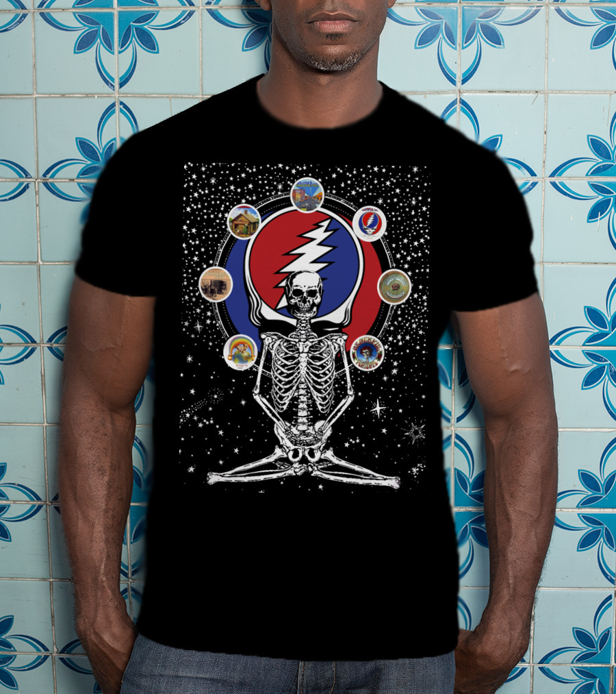 DH 59 Grateful Dead Steal Your Face Skeleton And Cosmic Album T-Shirt