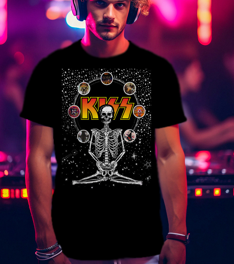 KISS Skeleton Galaxy DH 59 Album Circles T-Shirt