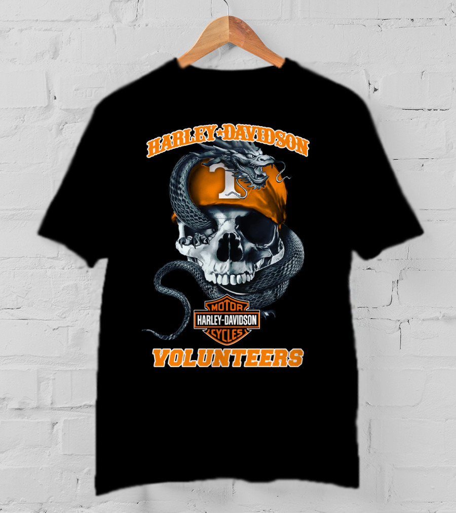 Harley Davidson Tennessee Volunteers Skull And Snake Motorcycles T-Shirt