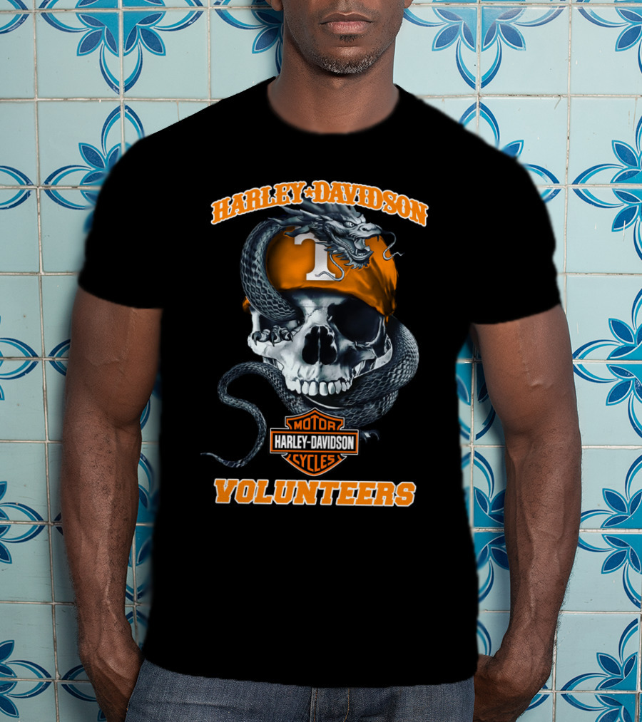 Harley Davidson Tennessee Volunteers Skull And Snake Motorcycles T-Shirt