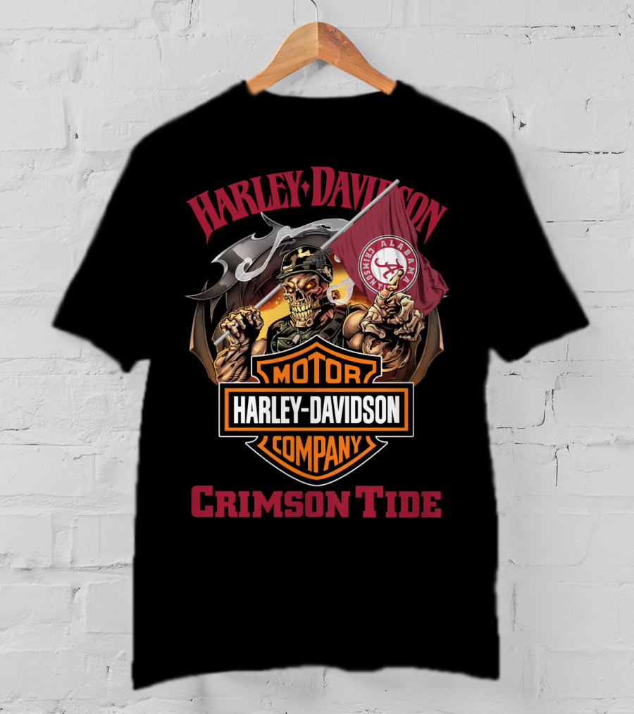 Harley Davidson Alabama Crimson Tide Skeleton Motif T-Shirt