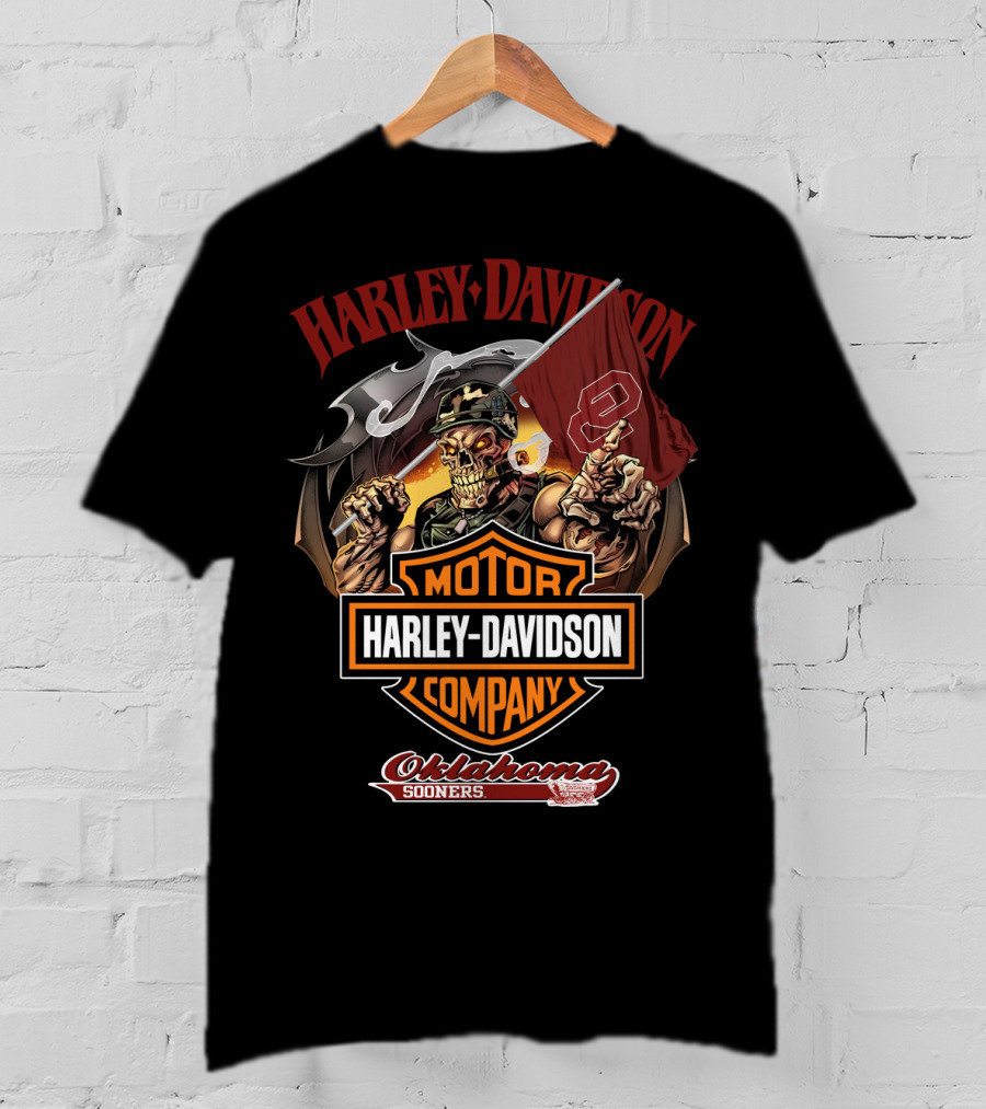 Harley Davidson Motor Company Oklahoma Sooners Skeleton Rider T-Shirt