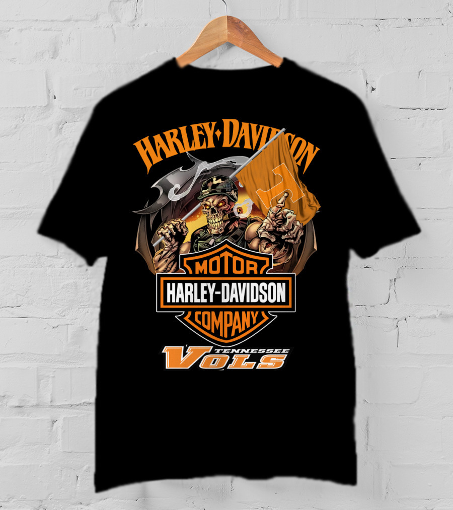 Harley Davidson Tennessee Volunteers Vols Skeleton T-Shirt