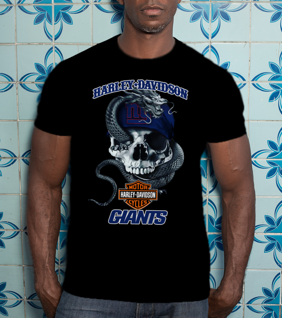 Harley Davidson Motor Cycles Giants Dh 68 Hd New York Giants T-Shirt
