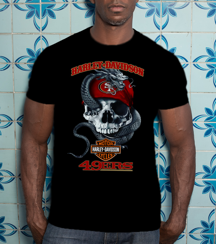 Harley Davidson San Francisco 49ers Sf Skull Snake T-Shirt