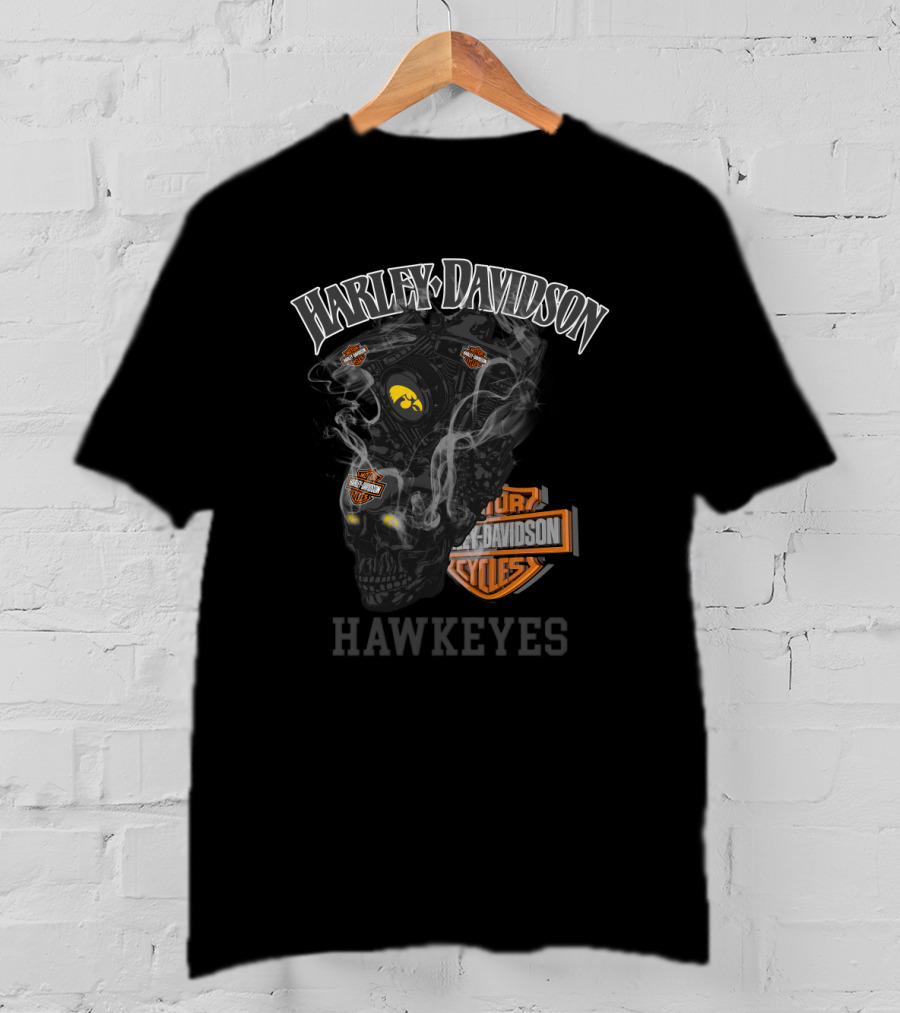 Harley Davidson Iowa Hawkeyes Skull Engine T-Shirt