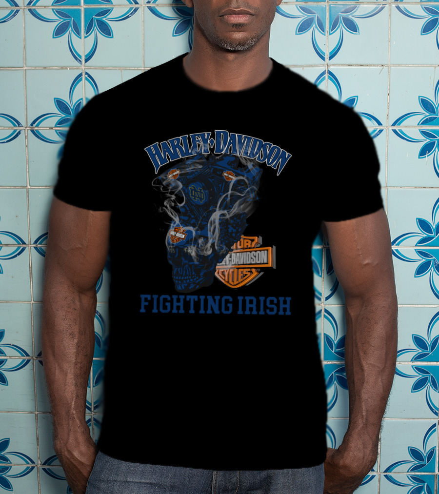 Harley Davidson Notre Dame Fighting Irish 70 Hd Skull T-Shirt