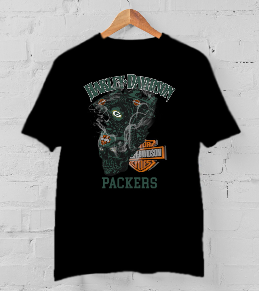 Harley Davidson Green Bay Packers Motorcycles T-Shirt
