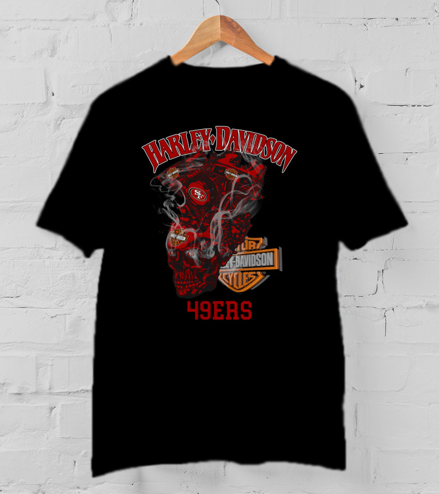 Harley Davidson San Francisco 49ers Skull Motif T-Shirt