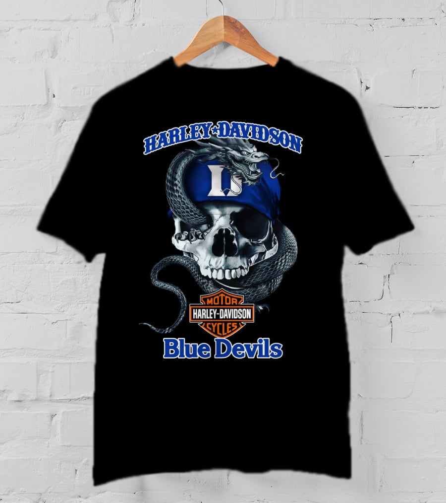 Harley Davidson Blue Devils Skull And Snake Duke University T-Shirt