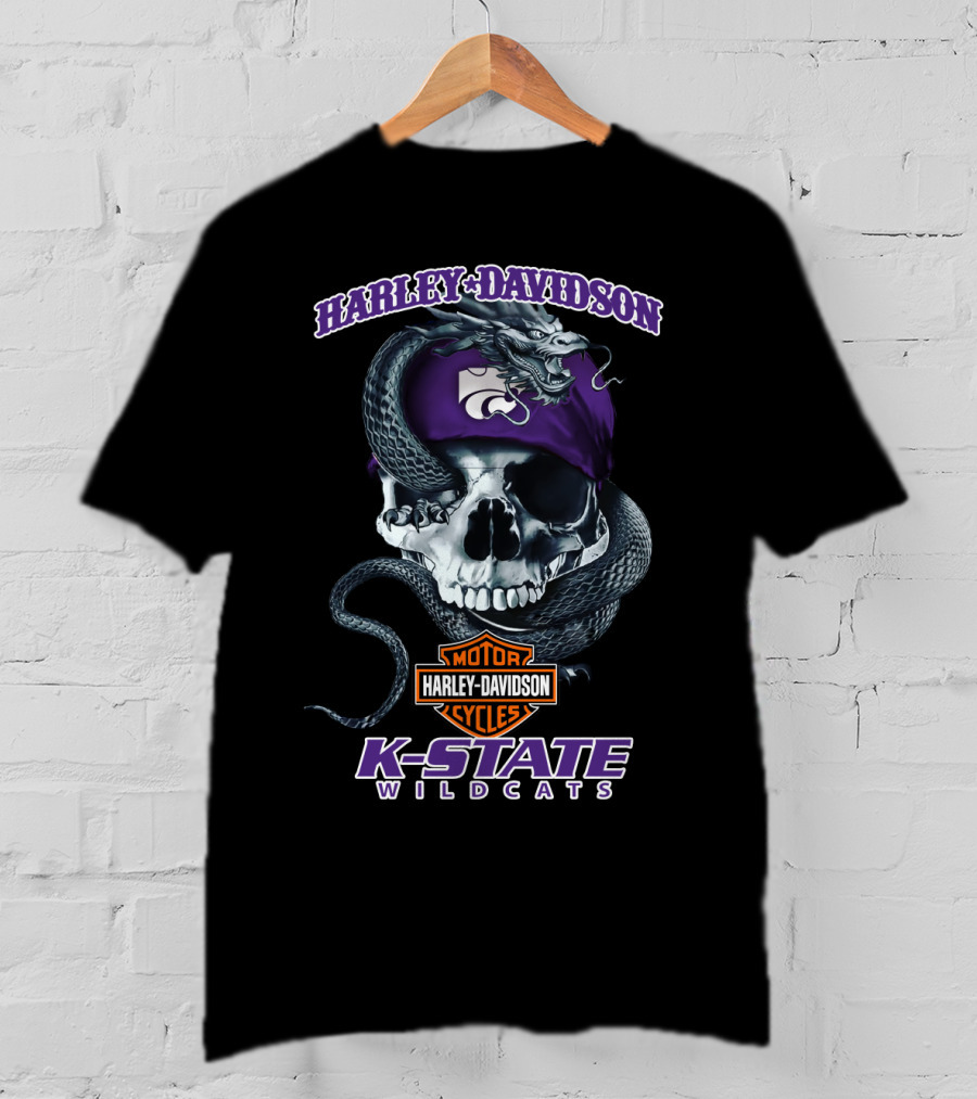 Harley Davidson K-State Wildcats Skull Snake T-Shirt