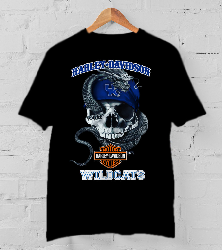 Harley Davidson Kentucky Wildcats Skull And Snake T-Shirt
