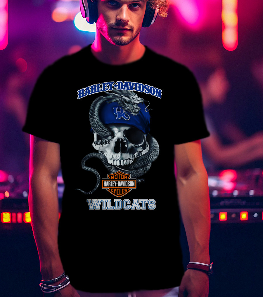 Harley Davidson Kentucky Wildcats Skull And Snake T-Shirt