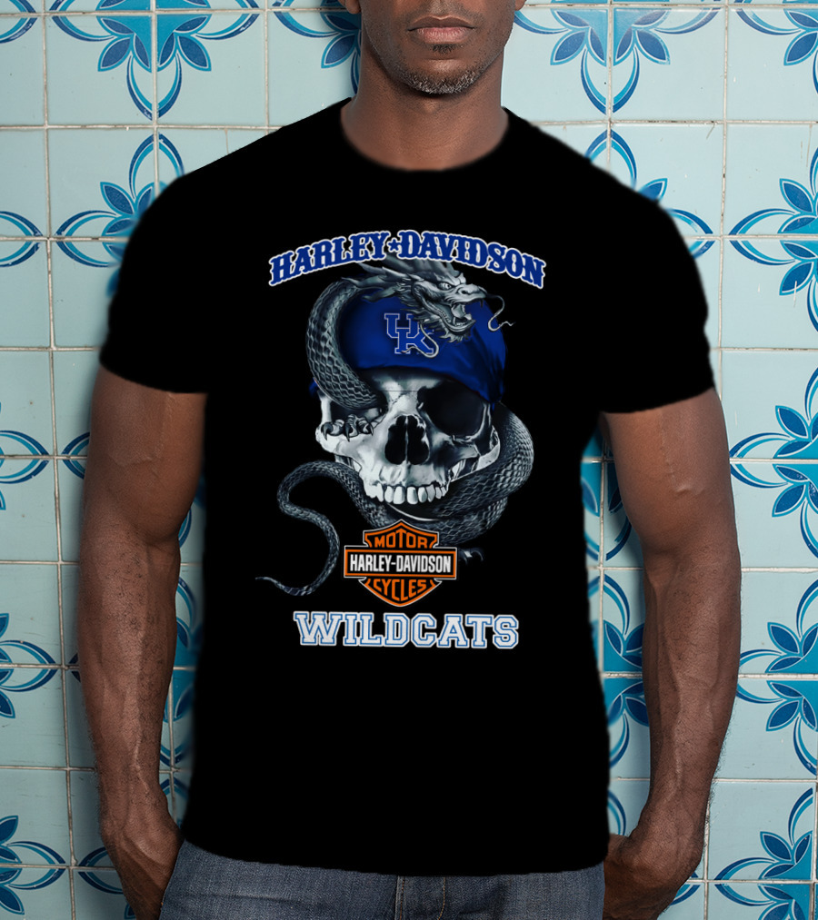 Harley Davidson Kentucky Wildcats Skull And Snake T-Shirt