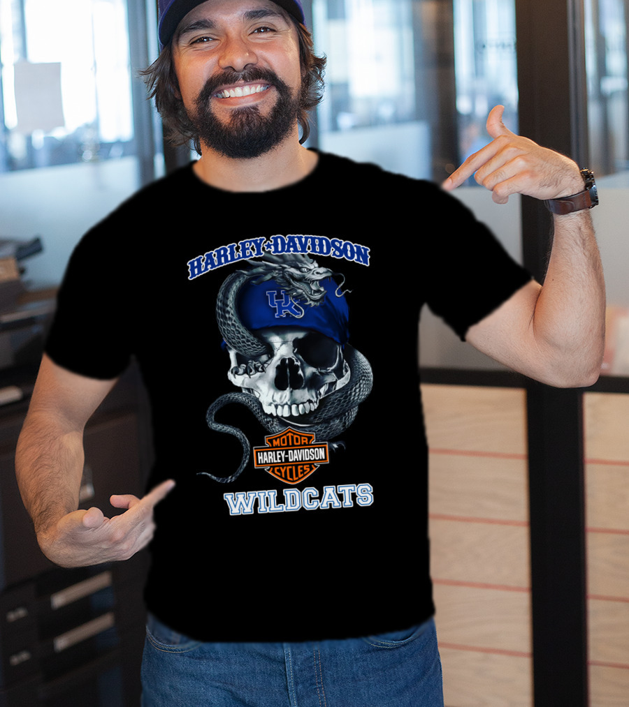 Harley Davidson Kentucky Wildcats Skull And Snake T-Shirt